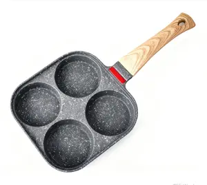 Egg Pan 4-Cup Frying with Lid Nonstick Aluminium Alloy Cooker for Breakfast Gas