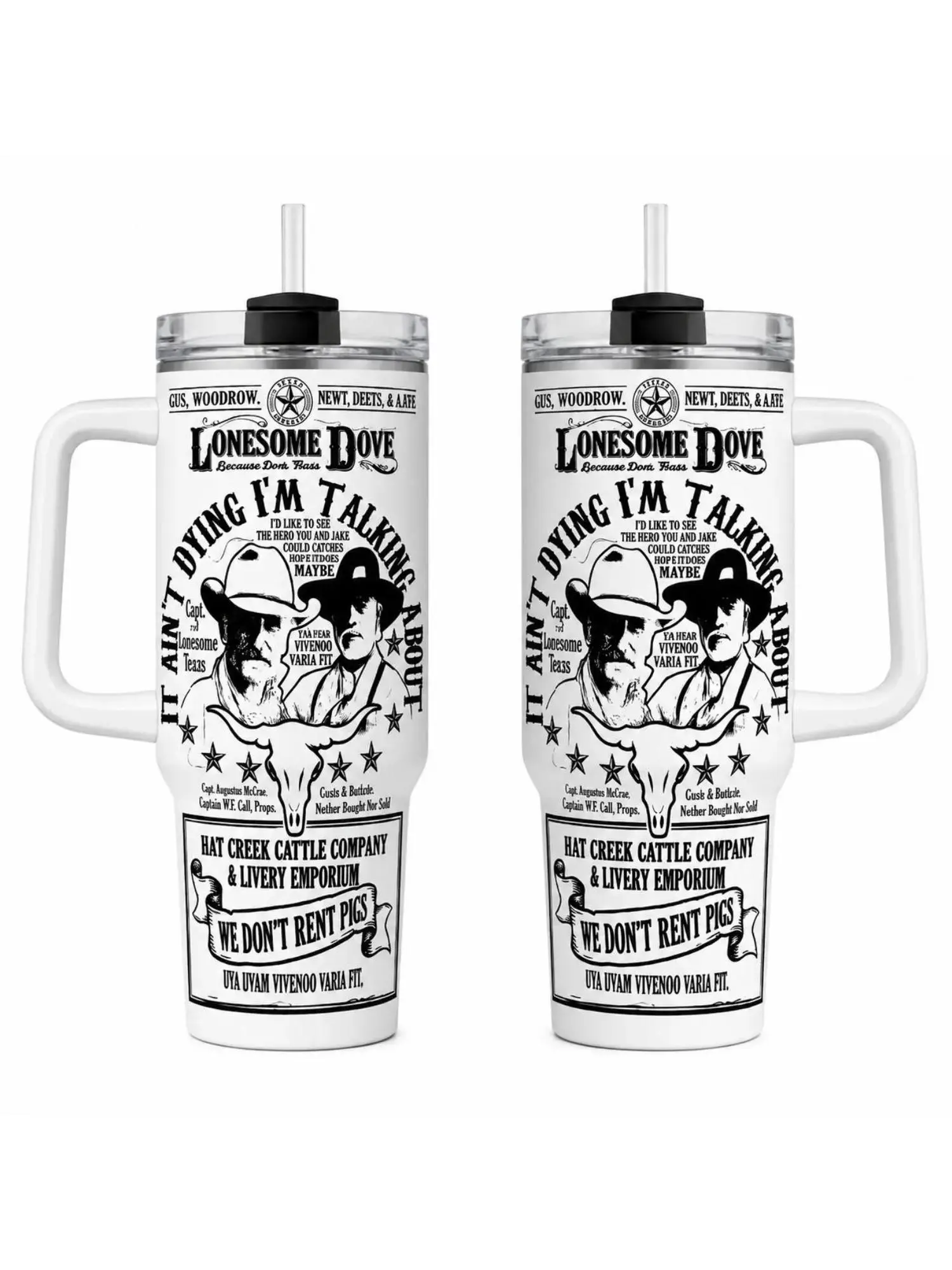Lonesome Dove Western Tumbler, 30oz 40oz Classic Movie Fan Cup, Hat Creek Texas Ranch Cowboy Drinkware, No Straw