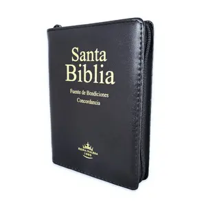 Bible in Spanish Fountain of Blessings Reina Valera 1960 Compact Size with Zipper Imitation Leather Black with Index