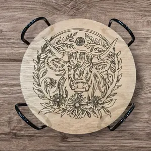 Laser engraved cow coasters, set of 6