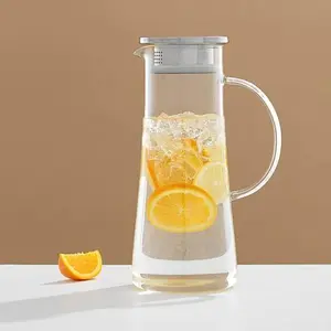 Joyjolt Breeze Glass 50 oz. Water Pitcher with Stainless Steel Lid