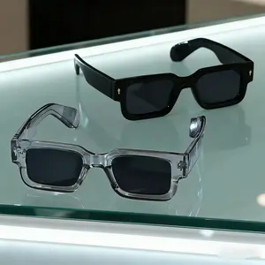 2-Pack Y2K Trendy Retro Square Sunglasses Black & Clear Transparent Frames UV400 Protection Lightweight Comfort Ideal for Travel Summer Beach Trips & Streetwear Unisex Polarized