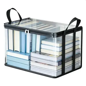 Large Clear PVC Storage Bin - Heavy-Duty Foldable, Dustproof, Waterproof, High-Capacity Organizer with Zipper, Handles for Home Closet, Camping