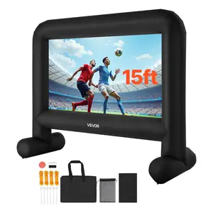 summervibes VEVOR 15FT Inflatable Movie Screen, Inflatable Projector Screen with Portable Storage Bag, 16: 9 Easy Set Up Movie Projection for Outdoor Backyard, Home Theater, Theme Party