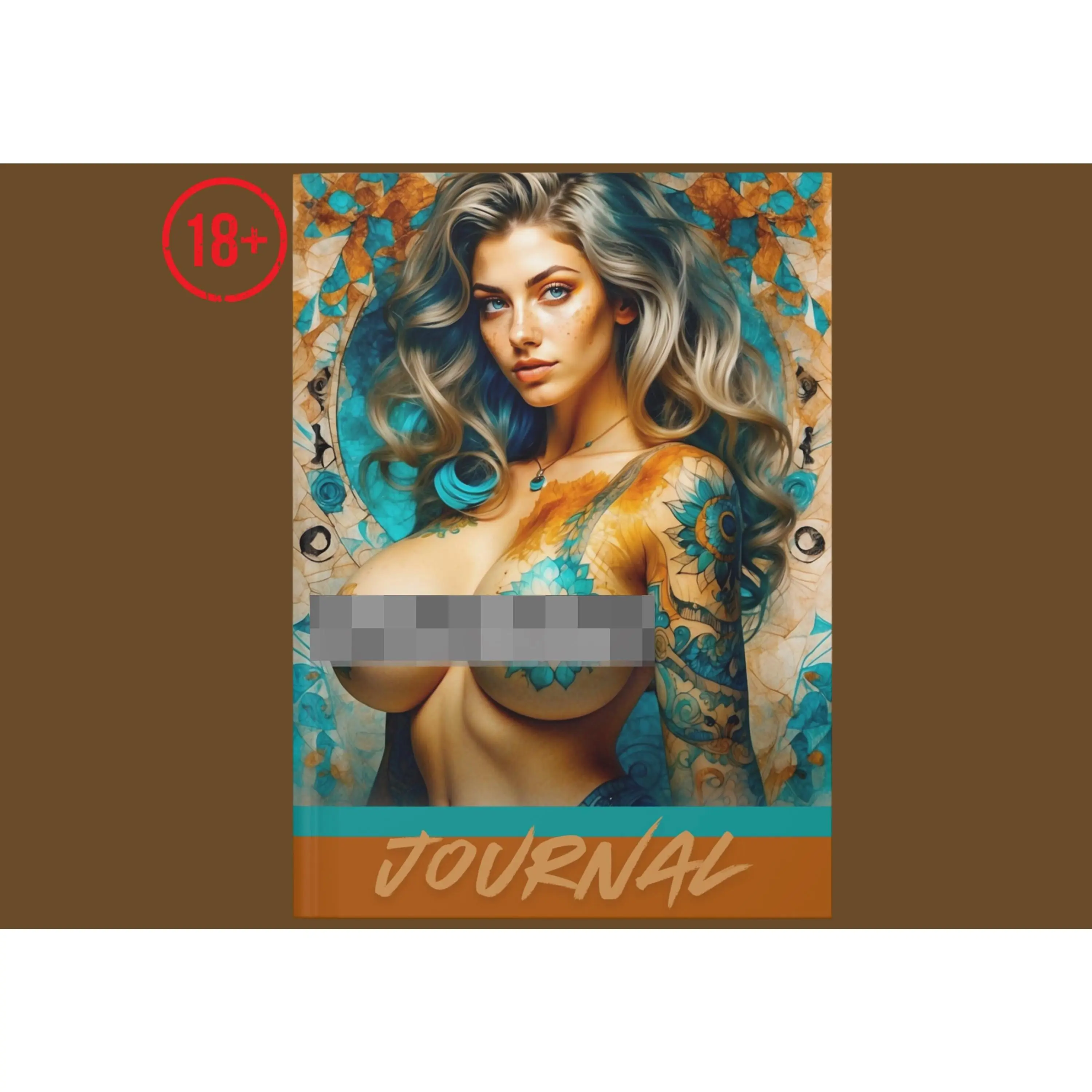 Tattoo Muse Art Journal: Erotic AI Nude, Floral Tattoos, 150 Ruled Pages