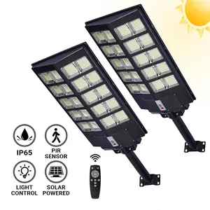 2pcs Solar Street Light Outdoor Solar Parking Lot Light with Motion Sensor IP65 Waterproof Commercial Lighting Adjustable Angle Remote Control