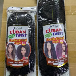 Equal Cuban Twist Double Strand Braid 12" & 16" Protective Style 1B for Stylish Hair Extensions