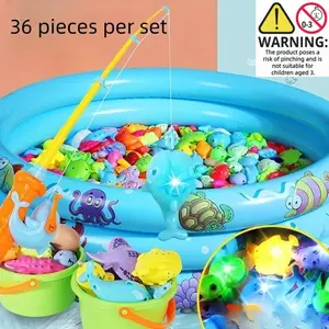 36-Piece Fishing Game Toy Set for Children, Cartoon Ocean Life Educational Interactive Parent-Child Gift, Christmas New Year Holiday Present