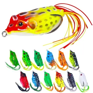 Artificial Topwater Frog Lure Braid Line for Bass,Sharp Hook,Blue Fishing Baits,Family Outdoor Fishing Equipment for Man,12pcs\box