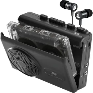 K9 Cassette Tape Player - Portable Cassette Player & Tape Recorder with -in Speaker & Microphone, Headphone Jack,   (Included)/AC , Includes Earphones