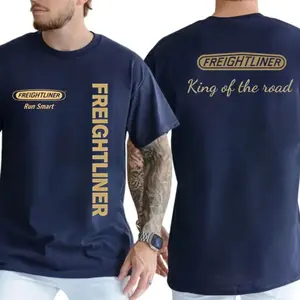 Freightliner King of the Road T-Shirt, Bold Vertical Logo Design, Freightliner Graphic Work Shirt, For Truck Drivers & Diesel Mechanics, Gift for Semi Truck Enthusiasts