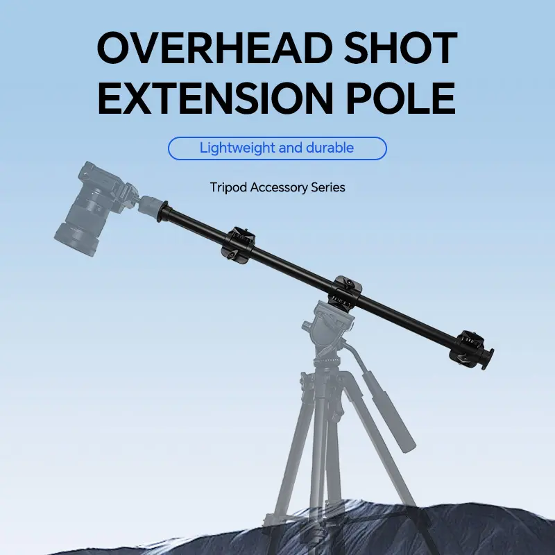 DSLR camera overhead shooting pole, camera phone vertical shooting horizontal extension pole, tripod horizontal arm rocker arm horizontal shooting pole horizontal bar extension (25 inches) live shooting, can install fill light, mobile phone, camera