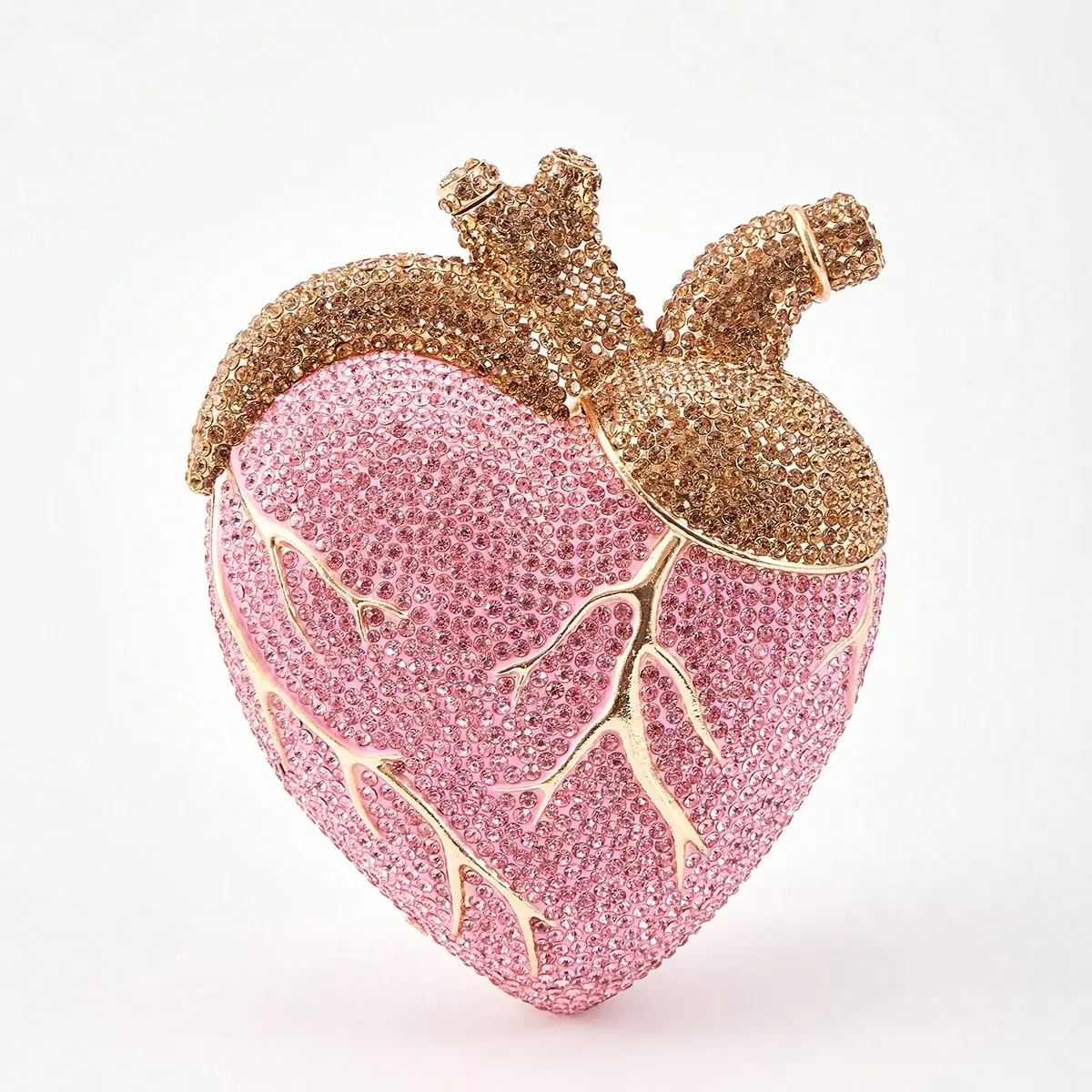 PSBIY Women Heart Rhinestone Clutch, Gothic Crystal Evening Bag with Detachable Chain for Party, Prom & Cocktail