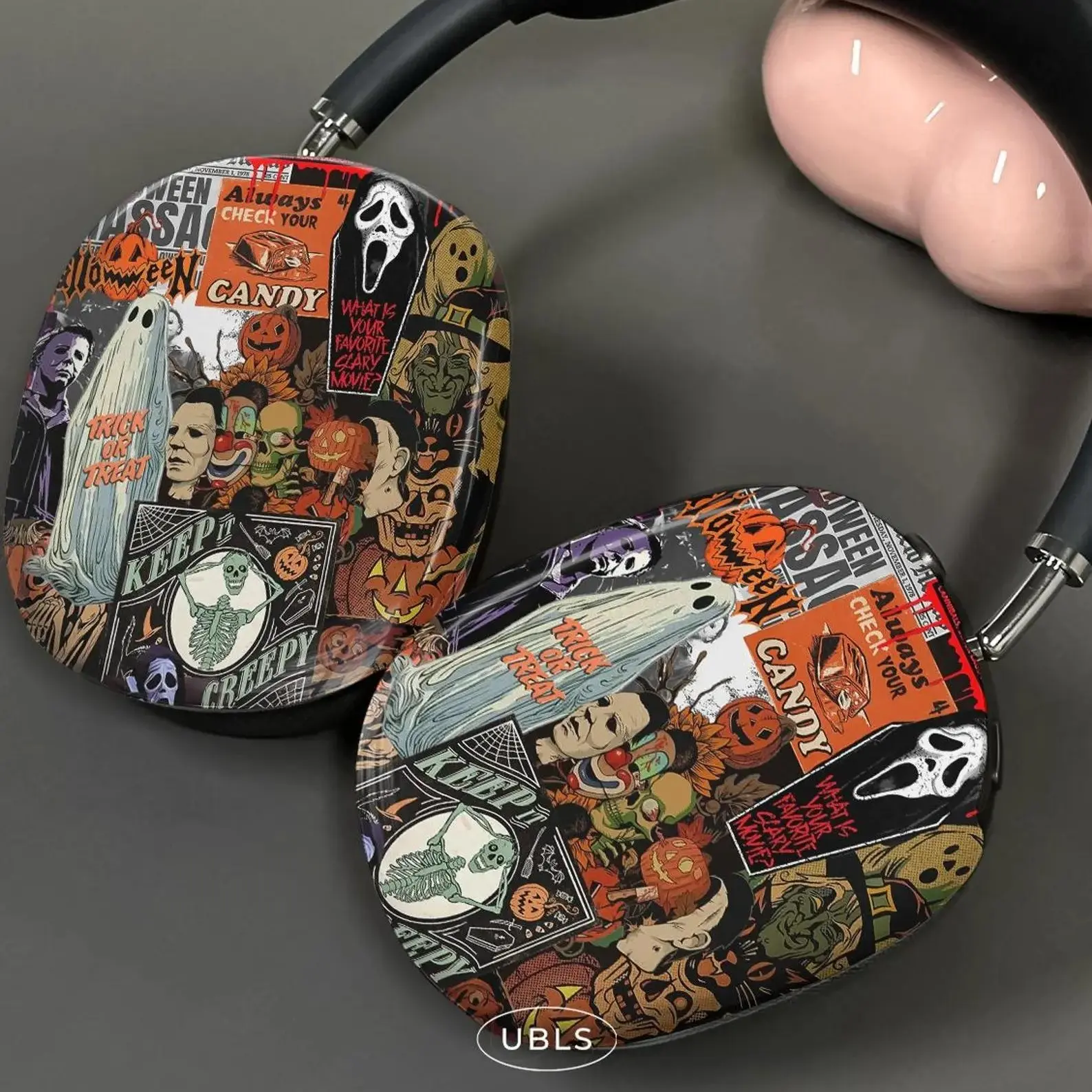 Spooky Halloween Aesthetic Collage AirPods Max Case Horror Movie Headphone Cover for AirPods Max 1st 2nd Gen Fall Headset Accessories Gift