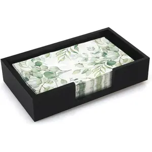 Black Wooden Napkin Holder Flat Guest Towel Tray for Bathroom Table Kitchen Counter Modern Paper Napkin Basket Home Accessories