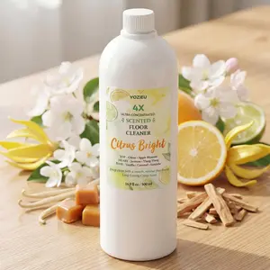 YOZIEU 4X Ultra Concentrated Floor Cleaner Liquid - Citrus Bright Premium Scented Mopping Cleaner for Multi-Surface, Residue-Free & Shiny Finish (16.9oz / 500ml)