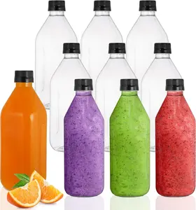 10 Pack 33 Oz Plastic Juice Bottles with Black Caps, 1L Empty Clear Soda Bottle  Drink Container Plastic Milk Bottle for Water, Juice, Beverage, Cold Drinks, Picnic,  Use