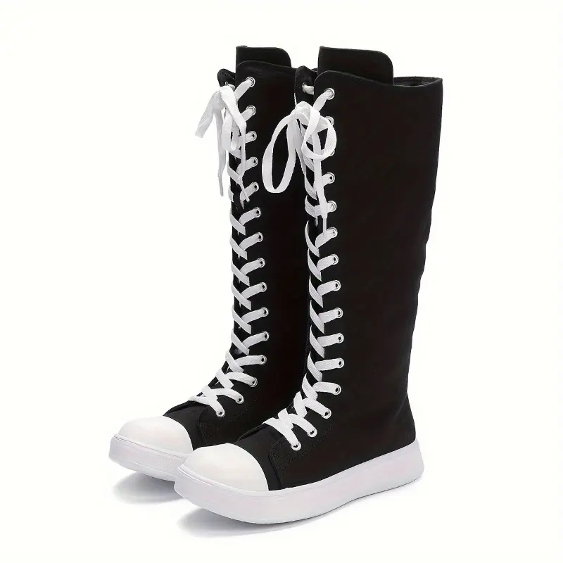 Women's High-Top Casual Sneakers - Walking Shoes Footwear with Side Zipper, Breathable Fabric, Lace-Up Closure for Leisure All-Season Comfort