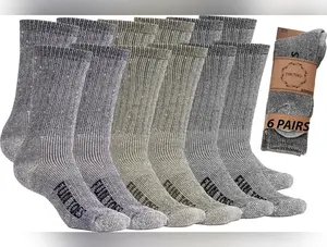 Men's Lightweight Merino Wool Hiking Crew Socks - 6 Pairs, Reinforced, Sizes 8-12 🌴