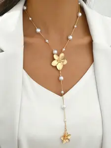 Elegant Fashion Faux Pearl Necklace Set, Chain with Flower Pendant, Fashion Jewelry Party, Elegant Prom Jewelry, Perfect Gift for Women