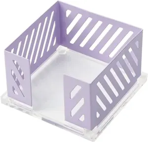 Sticky Note Holder Memo Pad Cube Dispenser 3.5 x 3.5Inch Notepad Holder  Base Purple Metal Mesh Desk Organizer for  Office Supplies (Purple Memo Pad Holder)