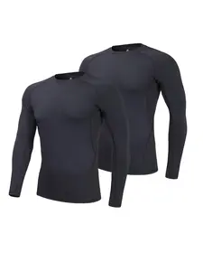 Boy's  Solid Top Stitching  Long Sleeve Compression Shirt, Casual Round Neck T-shirt for Spring & Fall, Boys Sports Clothing for Outdoor Sports Athletic Top, Sports Apparel, Athletic Wear, Activewear