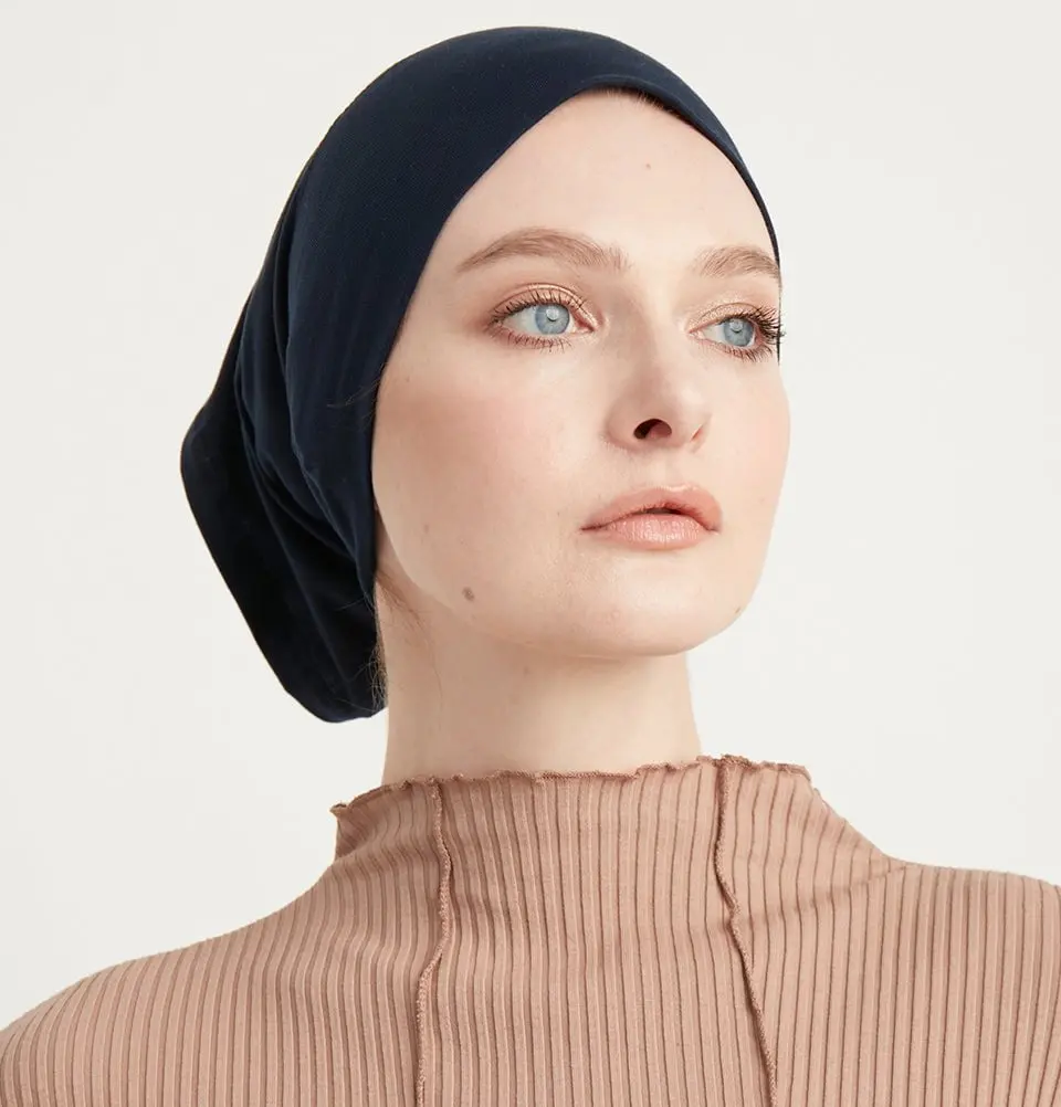 Premium Cotton Tube Underscarf - Navy Blue