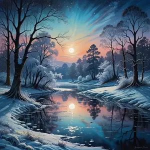 New DIY 5D Diamond Painting Kit Winter Snow Scene Sunrise Theme Full Drill Mosaic Craft for Home Wall Decor Gift