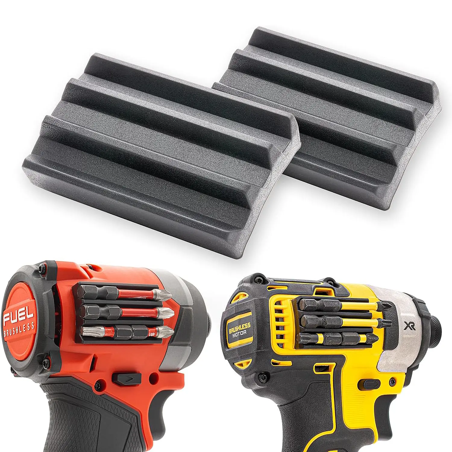 Silicone Magnetic Bit Holder for Impact Drivers & Drills - 1x1.8in Car Repair Accessory, Adhesive Strong Bonding, Durable & Flexible, Bit Organizer, Compatible with Dewalt, Makita, Klein, Bosch, Milwaukee Drills, Ideal for Carpenters, DIY Enthusiasts, 1 X