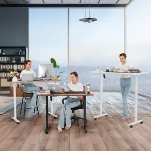 Electric Adjustable Standing Desk, 70'' x 27'' Lifting Table with Dual Crossbeam Structure and Oversized Mouse Pad, 27''-45'' Lifting Range Stand up Desk(Oak)