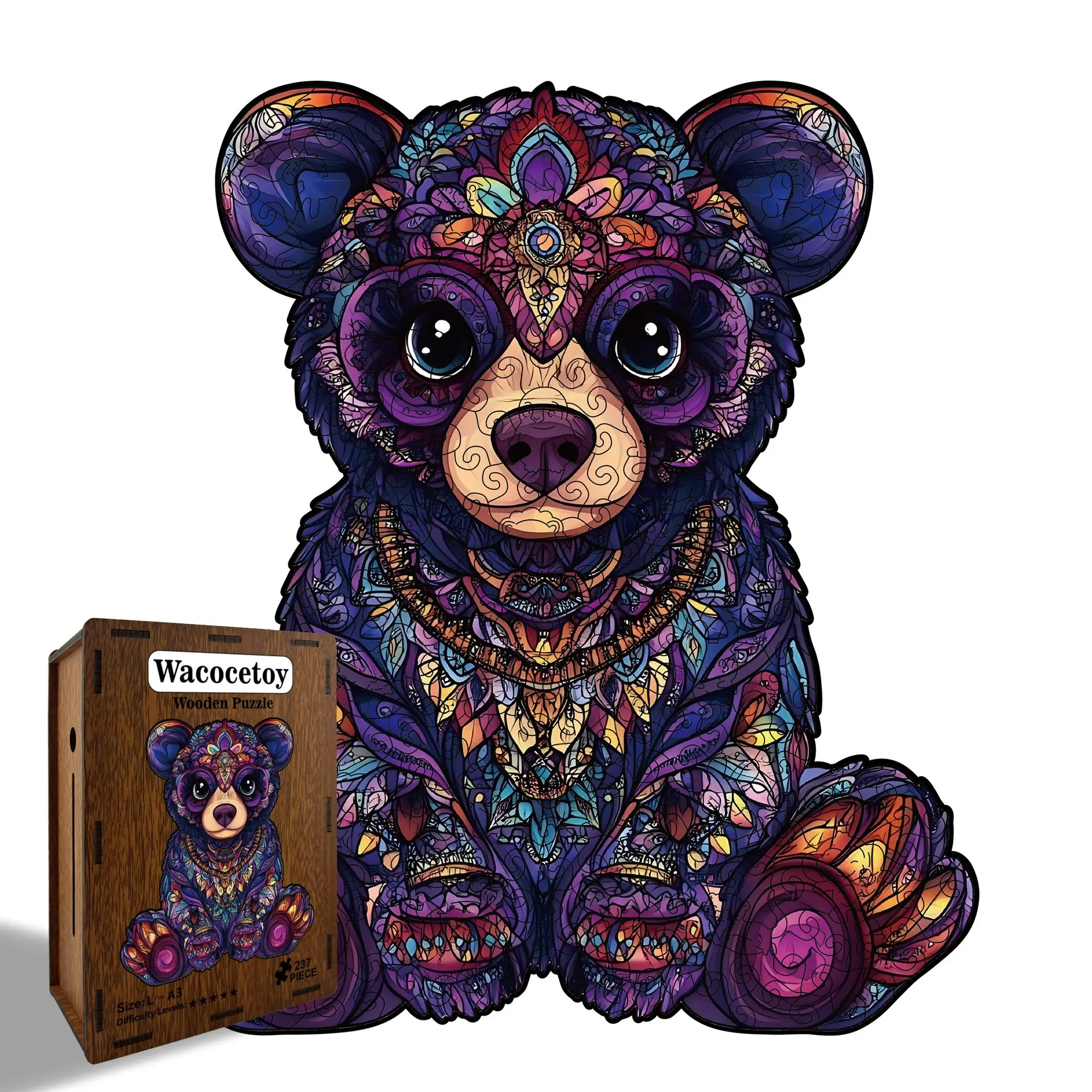 1pc Bear-shaped irregular wooden puzzle, multifunctional piggy bank, stress relief toy, versatile gift for all occasions, Calming