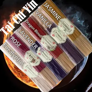 [6 Scents Set]Handmade Bamboo Incense Sticks, 22cm Long Natural Smell Stick, Chinese Tai Chi Yin Yang Series, 6 Fragrances Per Series, Durable & Refreshing, Home & Travel Use, Aromatic Sage