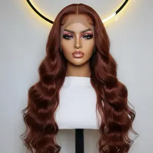 13x6 frontal 32 inches synthetic wig  brownish ginger  heat resistant premium fiber