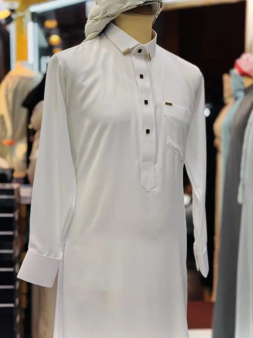 Premium White Thobe for Men | Elegant Arabic Kandura Jubba with Long Sleeve  Design | Traditional Muslim Dress for Eid, Ramadan - TikTok Shop