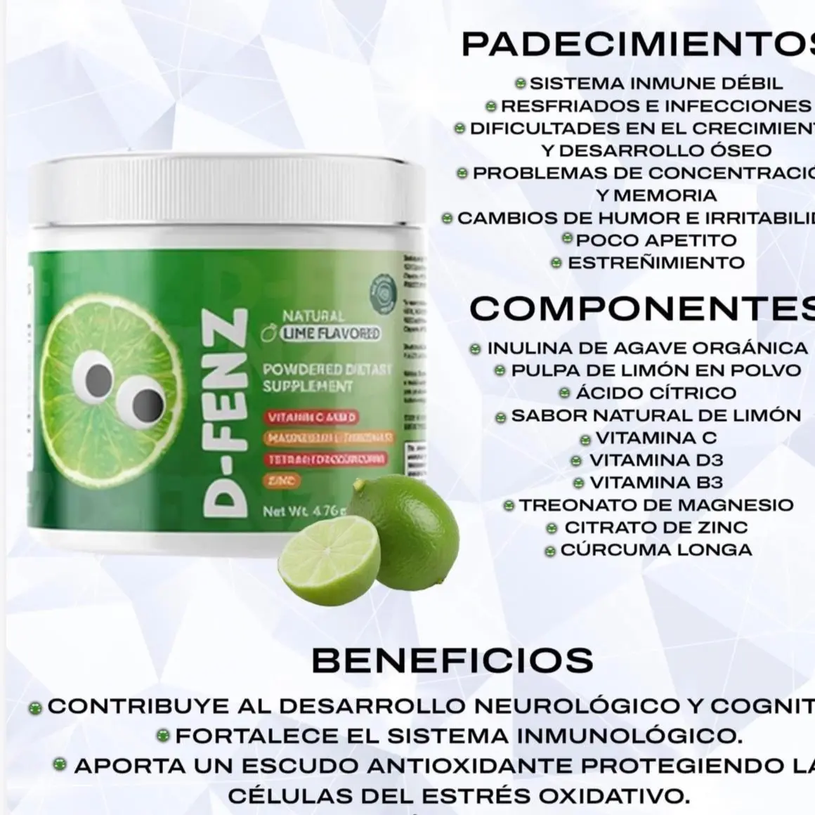 D-Fenz Kids Lime-Flavored Immune & Energy Drink with Vitamins C