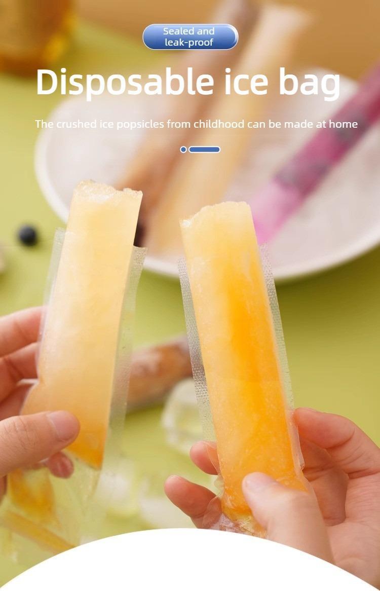 100 PCS Food-grade disposable popsicle bags, fruit jelly bags, ice cream, popsicle sticks, long strips, homemade ice pop bags