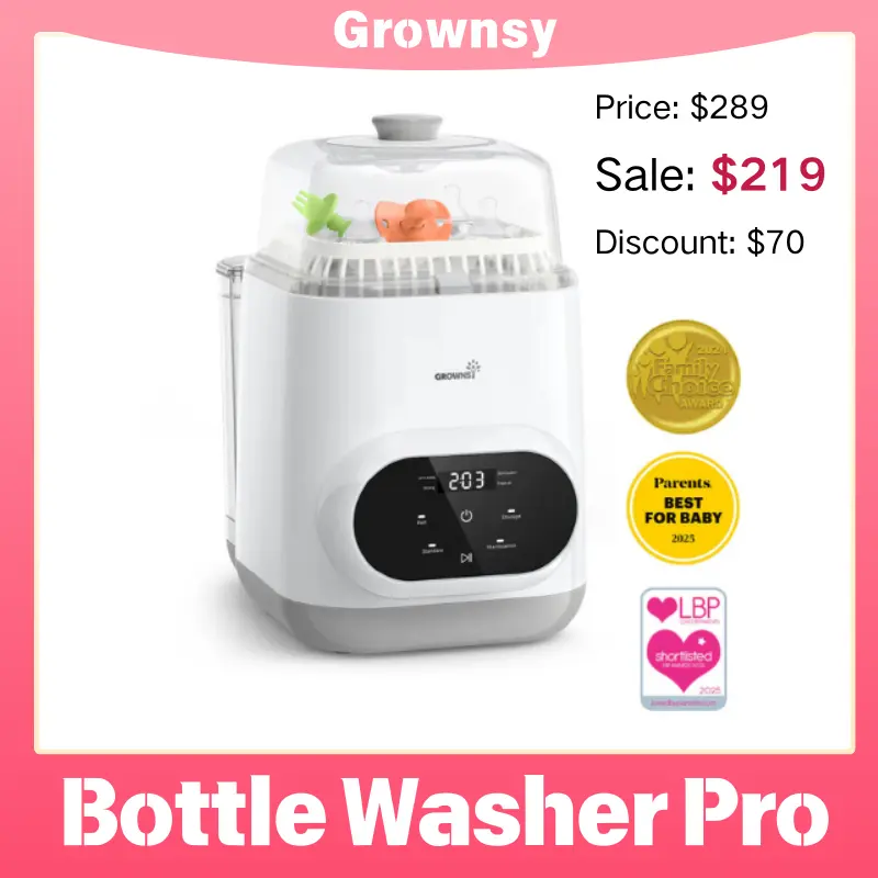 Grownsy Bottle Washer Pro - All in One Machine for Easy Cleaning - Sterilizer and Dryer for Baby Bottles, Pump Parts, and Sippy Cups./b01