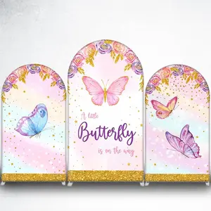 Pink Butterfly Baby Shower Arch Backdrop Cover for "A Little Butterfly" Theme