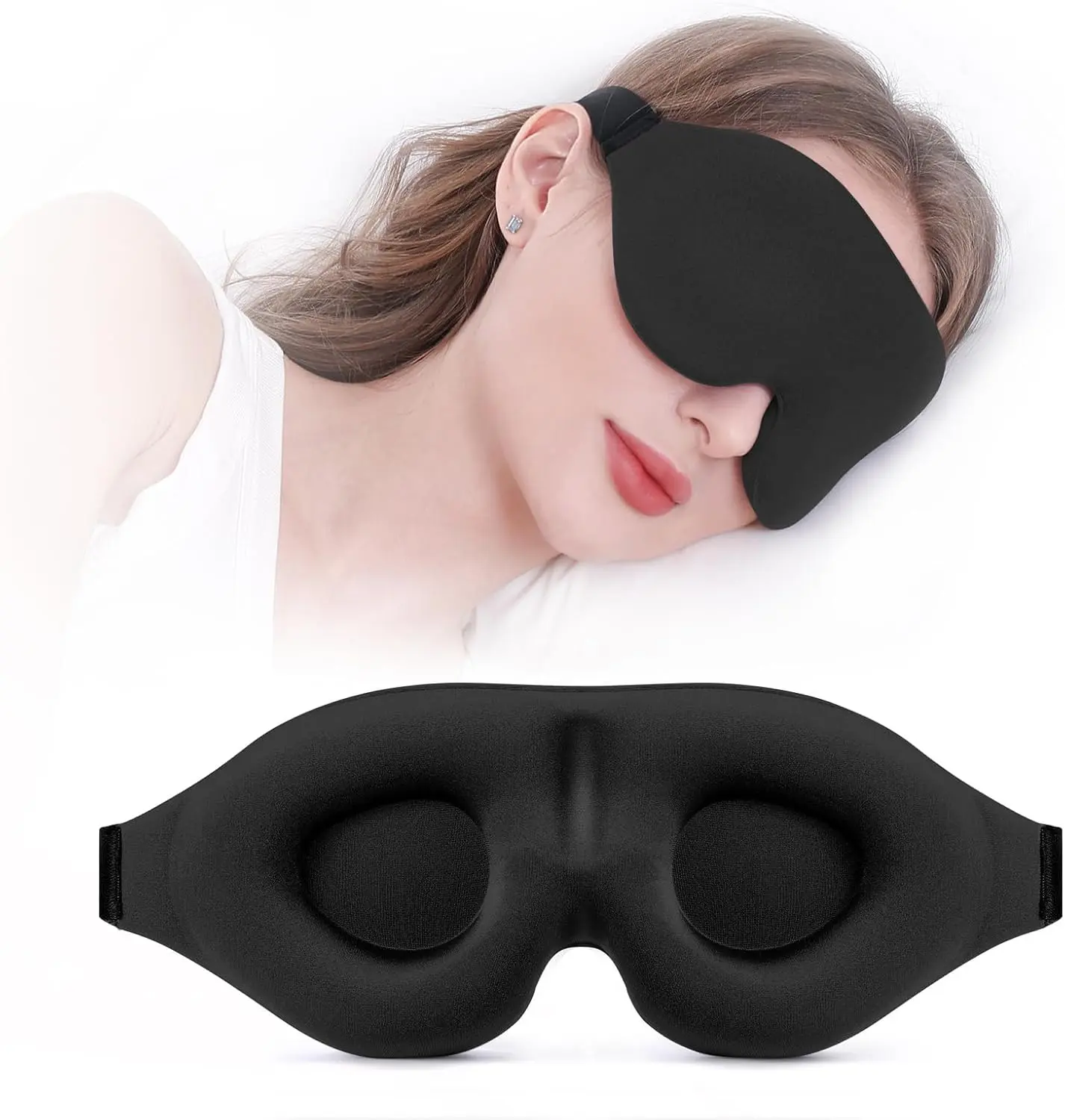 Sleep Mask for Side Sleeper, Light Blocking Zero Pressure Blindfold