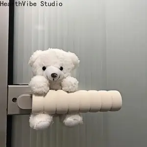Cute Little Bear Door Handle Cover — Suitable for Room Doors. An Anti-Collision, Anti-Static, Flexible Fabric Sleeve featuring an Adorable Bear Design.