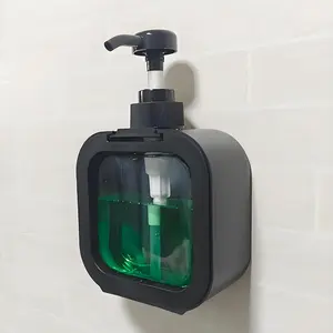 Wall Mounted Hand Soap Dispenser for Bathroom, Dish Shampoo Conditioner Dispenser with Pump and Labels for Kitchen, Black