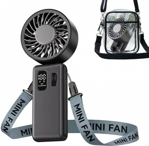 3-in-1 Portable Handheld Fan, 6000mAh High-Speed Turbo Neck Fan, 100 Speeds Stepless Adjustment Mini Personal Desk Fan for Travel, Camping, Outdoor, Black