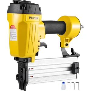 VEVOR Pneumatic Concrete Nailer, 14 Gauge 1 to 2-1/2 Inch Heavy Duty T Nail Gun with Ergonomic Handle, Framing Nailer Used in Woodworking, and Upholstery Carpentry , Yellow