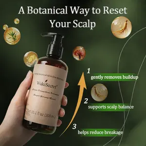 [mothersdaygift & Summervibes] WakeSecret Ginger&Ginseng Herbal Shampoo Anti-Hair Loss & Root Strengthening Weightless Volumizing & Oil Control For All Hair Types & Thinning Hair 10.1 fl oz