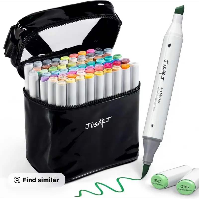 Jusart 72 Pack Alcohol Markers - Vibrant Colors for Creative Art and Design - G187 Summer Green Included