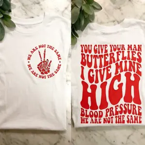 "We Are Not The Same" Sassy Skeleton Hand Short Sleeve T-Shirt, 100% Cotton, Retro Casual Summer Top