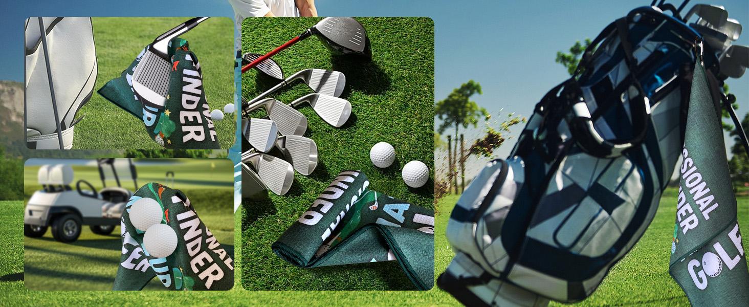Funny Printed Golf Towel (16''x24''),Microfiber Golf Towel with Clip,Golf Gift for Dad Husband Birthday Christmas or Friends,Golf Bag Accessories for Men and Women (Dark Green)