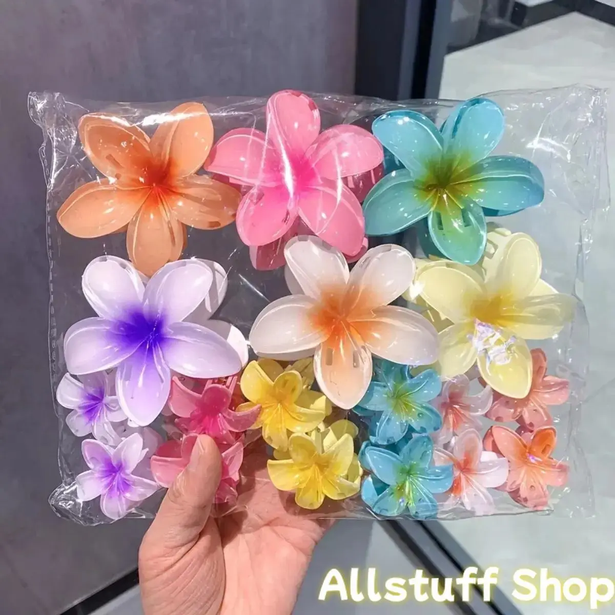 18Pcs Egg Flower Hair Clips Gradient Candy Color Flowers Suitable for Daily Backcombed Ponytail Shark Clip Hair Accessories