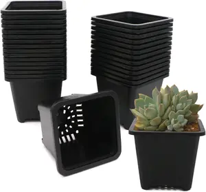 Plastic Square Nursery Pots 30 Pcs 4 Inch Small Square Plant Pot Durable Balck Starter Container for Starting Seedlings or Garden Plant MiMiLai