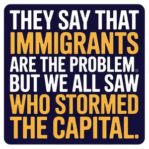 They say immigrants are the problem car magnet, who stormed the capital magnet, political statement car magnet, anti racism magnet, social justice magnet, equality awareness car magnet, truth and justice magnet